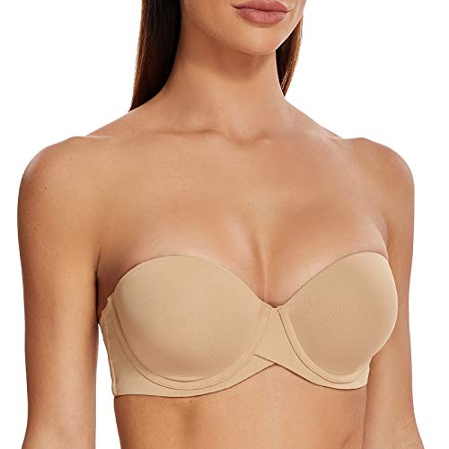 MELENECA Damen Push-Up Trägerlos BH - Bügel BH mit geformte Cups Mandel 100B von MELENECA