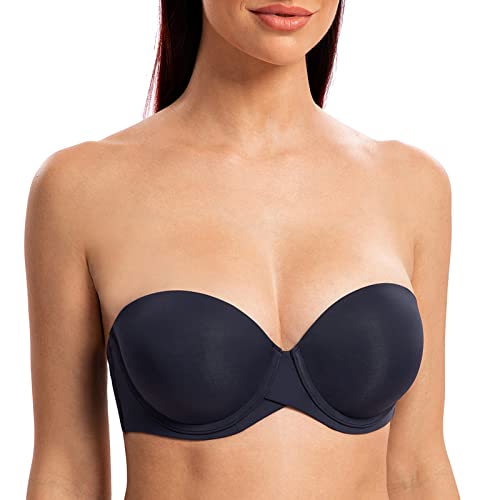 MELENECA Damen Push-Up Trägerlos BH - Bügel BH mit geformte Cups Navy Blue 100E von MELENECA