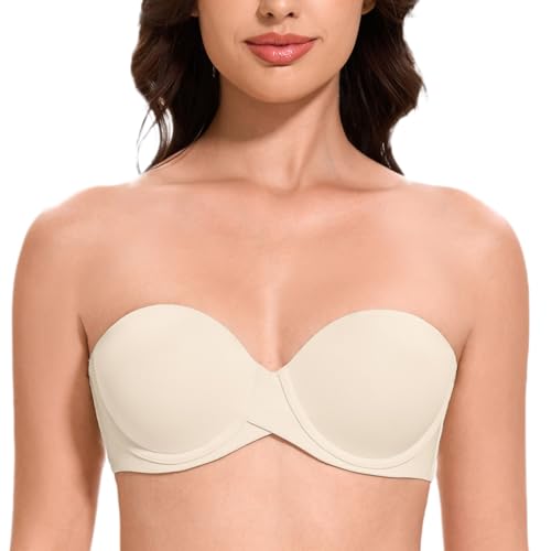 MELENECA Damen Push-Up Trägerlos BH - Bügel BH mit geformte Cups Sanddollar 70B von MELENECA