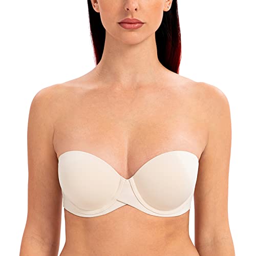 MELENECA Damen Push-Up Trägerlos BH - Bügel BH mit geformte Cups Sanddollar 75B von MELENECA