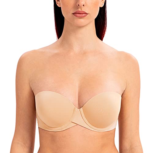 MELENECA Damen Push-Up Trägerlos BH - Bügel BH mit geformte Cups Sonnenkuss 100B von MELENECA