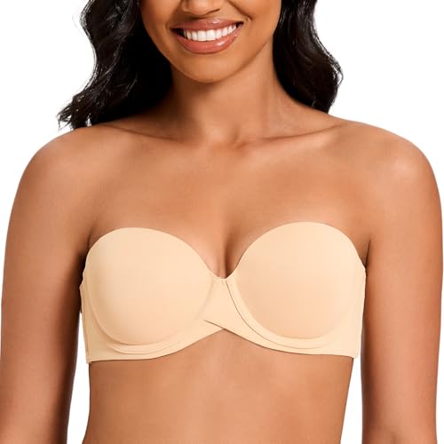 MELENECA Damen Push-Up Trägerlos BH - Bügel BH mit geformte Cups Sonnenkuss 85B von MELENECA