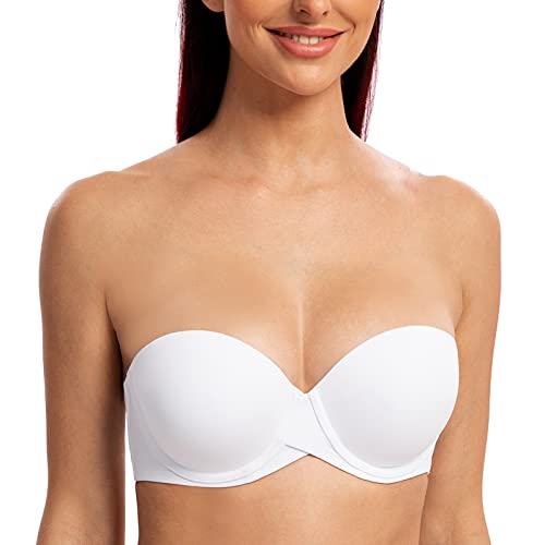 MELENECA Damen Push-Up Trägerlos BH - Bügel BH mit geformte Cups Weiß 100D von MELENECA