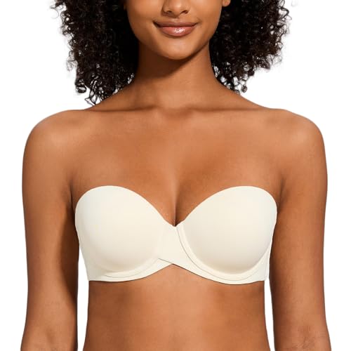 MELENECA Damen Push-Up Trägerlos BH - Bügel BH mit geformte Cups gebrochenes weiß 80A von MELENECA