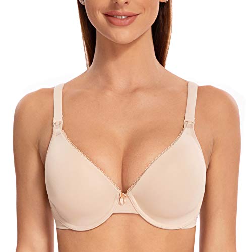 MELENECA Damen Still BH Vollschalen Cups mit Bügeln Grosse Groessen Schwangerschafts Beige 70D von MELENECA