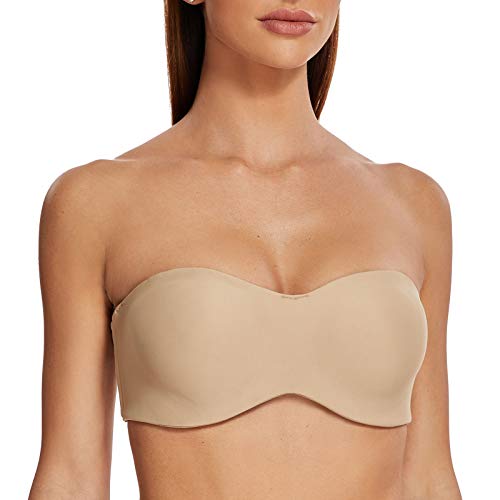 MELENECA Damen Trägerloser BH - Bügel,Ohne Einlagen,Große Größe Minimizer Bandeau BH Beige 65A von MELENECA