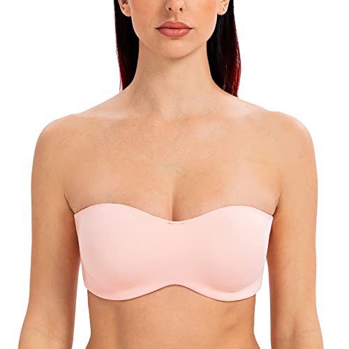 MELENECA Damen Trägerloser BH - Bügel,Ohne Einlagen,Große Größe Minimizer Bandeau BH Erröten 80D von MELENECA