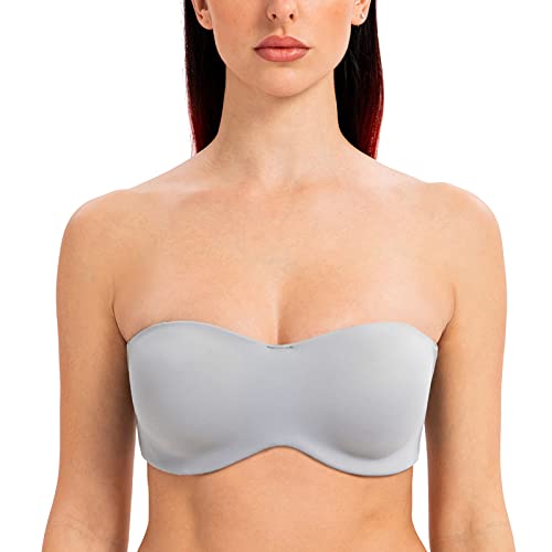 MELENECA Damen Trägerloser BH - Bügel,Ohne Einlagen,Große Größe Minimizer Bandeau BH Grey 100D von MELENECA