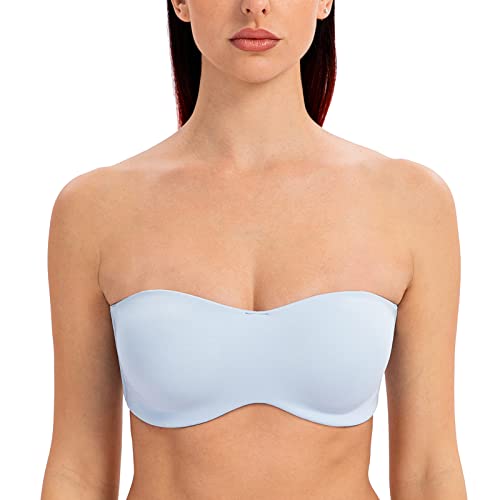 MELENECA Damen Trägerloser BH - Bügel,Ohne Einlagen,Große Größe Minimizer Bandeau BH Hellblau 75D von MELENECA