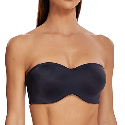 MELENECA Damen Trägerloser BH - Bügel,Ohne Einlagen,Große Größe Minimizer Bandeau BH Navy Blue 80D von MELENECA