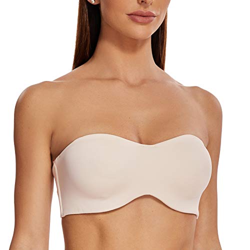 MELENECA Damen Trägerloser BH - Bügel,Ohne Einlagen,Große Größe Minimizer Bandeau BH Sanddollar 100C von MELENECA