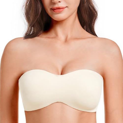 MELENECA Damen Trägerloser BH - Bügel,Ohne Einlagen,Große Größe Minimizer Bandeau BH Sanddollar 80C von MELENECA