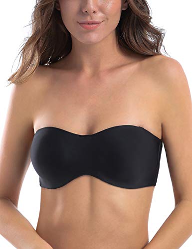 MELENECA Damen Trägerloser BH - Bügel,Ohne Einlagen,Große Größe Minimizer Bandeau BH Schwarz 100B von MELENECA