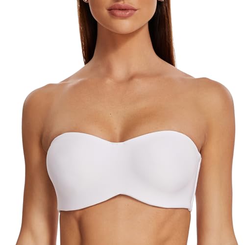 MELENECA Damen Trägerloser BH - Bügel,Ohne Einlagen,Große Größe Minimizer Bandeau BH Weiß 65A von MELENECA