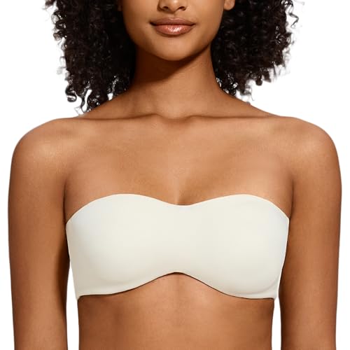 MELENECA Damen Trägerloser BH - Bügel,Ohne Einlagen,Große Größe Minimizer Bandeau BH gebrochenes weiß 65A von MELENECA