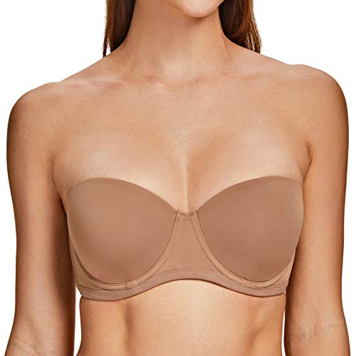 MELENECA Damen Trägerloser BH - Bügel BH Große Größe Brüste mit geformte Cups Brown 85C von MELENECA