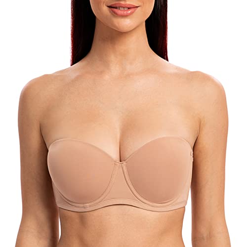 MELENECA Damen Trägerloser BH - Bügel BH Große Größe Brüste mit geformte Cups Cappuccino 95D von MELENECA