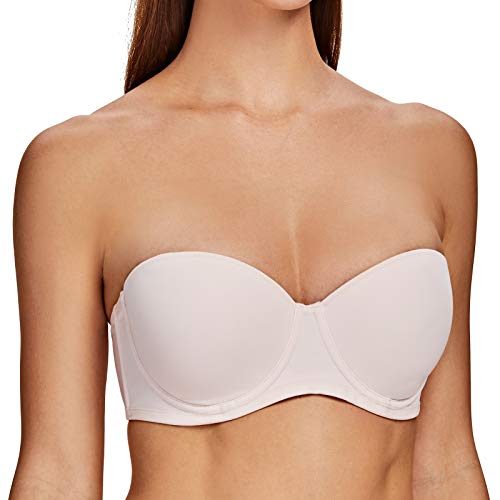 MELENECA Damen Trägerloser BH - Bügel BH Große Größe Brüste mit geformte Cups Light Pink 100F von MELENECA