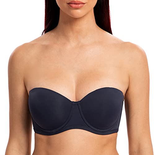 MELENECA Damen Trägerloser BH - Bügel BH Große Größe Brüste mit geformte Cups Navy Blue 80C von MELENECA