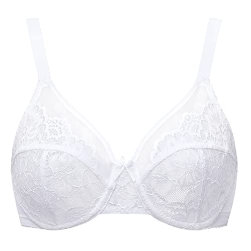 MELENECA Volle Abdeckung für Damen ohne Polsterung Minimizer-Bügel-BH in Übergröße Weiß 80C von MELENECA
