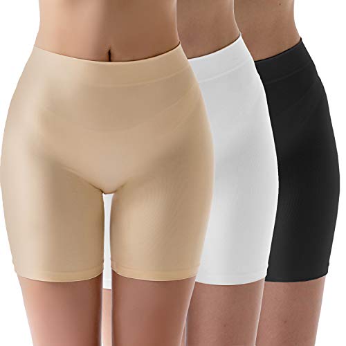 MELERIO 3Stück Unterwäsche Damen Bauchweg Unterhose Damen Hohe Taille Unterwäsche Atmungsaktive Nahtlose Slip Kurz für Yoga, Fitness, Lange Röcke von MELERIO