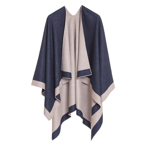 MELIFLUOS DESIGNED IN SPAIN Damen Schal Wrap Poncho Ruana Cape Cardigan Pullover Open Front für Frühling Herbst Winter (PC01-2D) von MELIFLUOS DESIGNED IN SPAIN