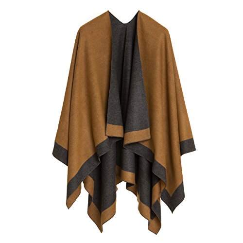 MELIFLUOS DESIGNED IN SPAIN Damen Schal Wrap Poncho Ruana Cape Cardigan Pullover Open Front für Frühling Herbst Winter (PC01-4D-II) von MELIFLUOS DESIGNED IN SPAIN