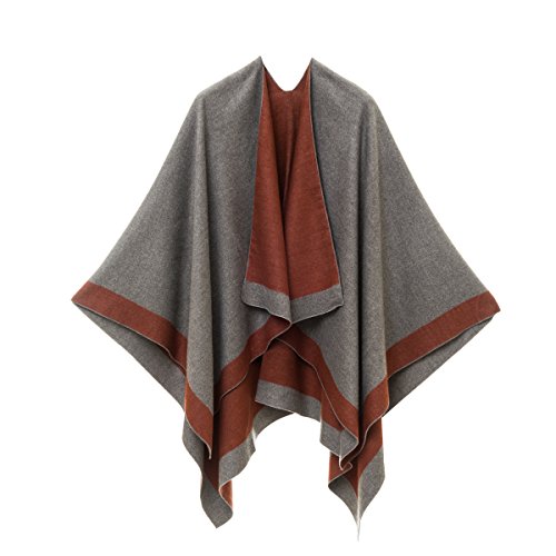 Damen Schal Wrap Poncho Ruana Cape Cardigan Pullover Open Front für Frühling Herbst Winter (PC02-17) von MELIFLUOS DESIGNED IN SPAIN