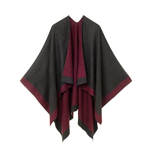 MELIFLUOS DESIGNED IN SPAIN Damen Schal Wrap Poncho Ruana Cape Cardigan Pullover Open Front für Frühling Herbst Winter (PC02-8) von MELIFLUOS DESIGNED IN SPAIN