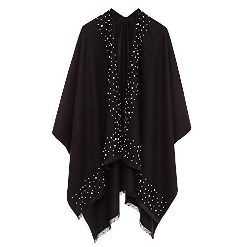 MELIFLUOS DESIGNED IN SPAIN Damen Schal Wrap Poncho Ruana Cape Cardigan Pullover Open Front für Frühling Herbst Winter (PCP-11) von MELIFLUOS DESIGNED IN SPAIN