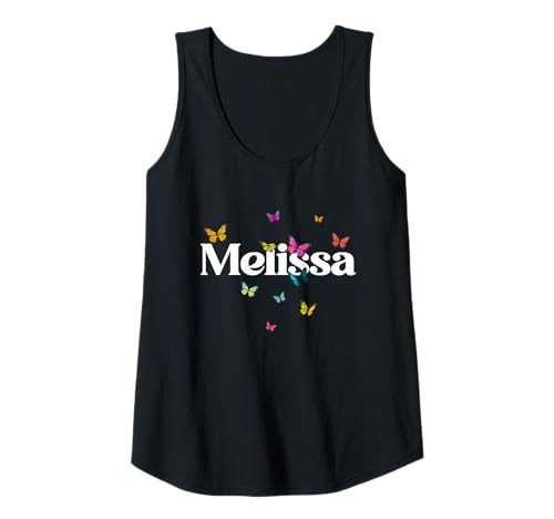 Damen Melissa - Schöner Mädchen Name mit bunten Schmetterlingen Tank Top von MELISSA Tochter Enkel Geburtstag Geschenkideen