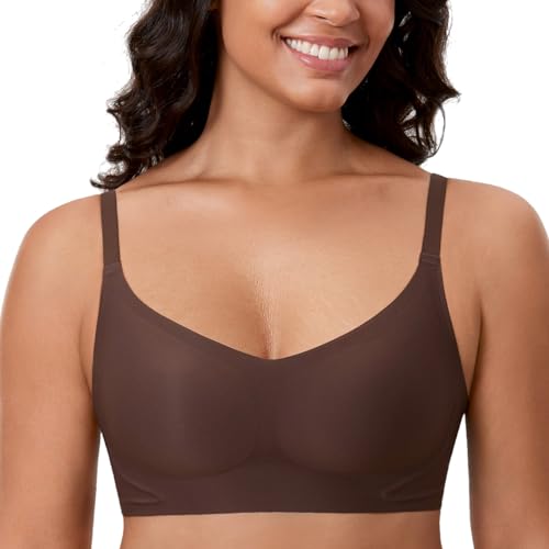 MELIWOO Damen Nahtloser BH ohne Bügel Invisible Gepolstert Entlastungs Bralette Haselnuss 75G von MELIWOO