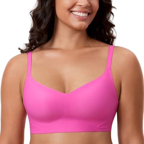 MELIWOO Damen Nahtloser BH ohne Bügel Invisible Gepolstert Entlastungs Bralette Hibiskus-Purpur 75D von MELIWOO