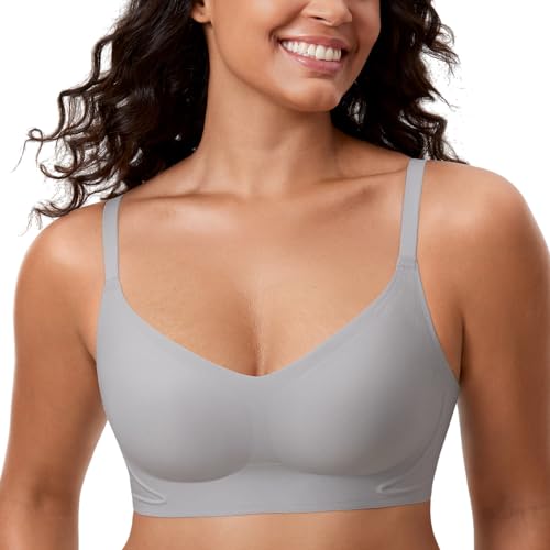 MELIWOO Damen Nahtloser BH ohne Bügel Invisible Gepolstert Entlastungs Bralette Quantengrau 75F von MELIWOO