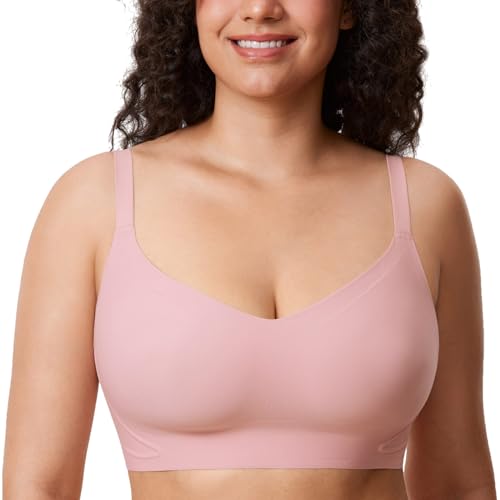 MELIWOO Damen Nahtloser BH ohne Bügel Invisible Gepolstert Entlastungs Bralette Rose Tan 70E von MELIWOO