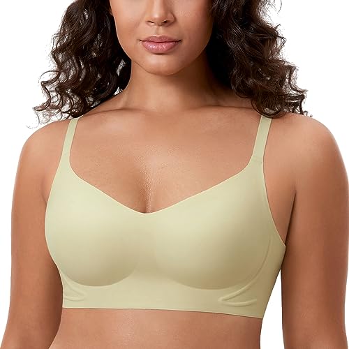 MELIWOO Damen Nahtloser BH ohne Bügel Invisible Gepolstert Entlastungs Bralette Seeschaum Grün 90B von MELIWOO
