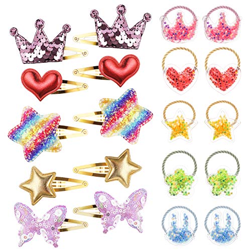 20 Stück Haarschmuck Set für Mädchen mit Haarspangen Haargummis Glitzer Haarklammern Haarclips für Kinder Damen von MELLIEX