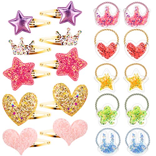 20 Stück Haarschmuck Set für Mädchen mit Haarspangen Haargummis Glitzer Haarklammern Haarclips für Kinder Damen von MELLIEX