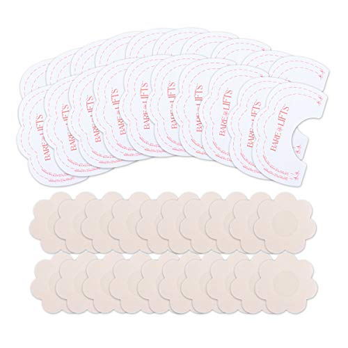 MELLIEX 10 Paar Nippelpads + 10 Paar Breast Lift Tape, Damen Disposable Invisible Adhesive Brustwarzenabdeckung Lift-Up Brust Aufkleber von MELLIEX