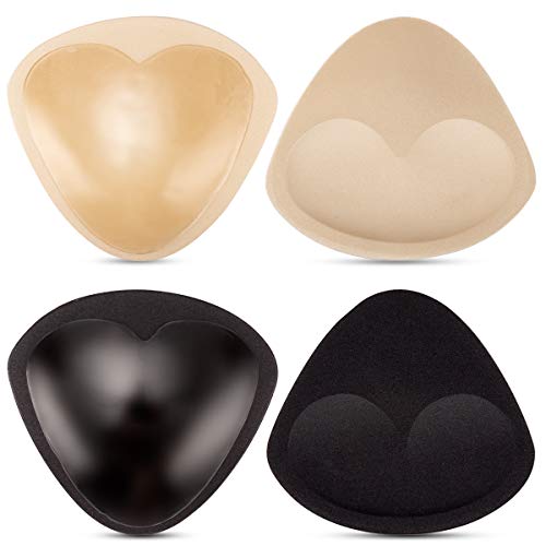 MELLIEX 2 Paar Selbstklebend BH Einlagen, Wiederverwendbar Atmungsaktiv Sponge Bra Push-up Pads(Schwarz + Hautfarbe), Groß von MELLIEX