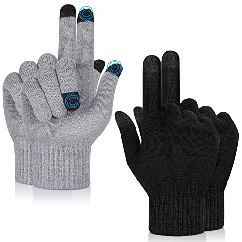 MELLIEX 2 Paar Winter Touchscreen Handschuhe, Warme und Atmungsaktive Stretch Strick Fingerhandschuhe für Damen und Herren von MELLIEX