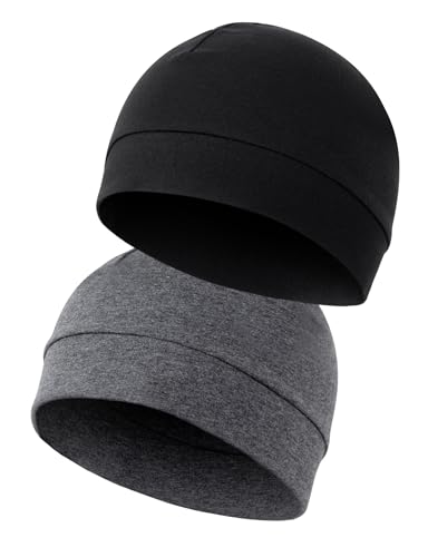 MELLIEX 2 Stück Fahrradmütze Unter Helm Baumwolle Laufmütze Multifunktionale Wintermütze Skull Cap Helmfutter für Herren Damen von MELLIEX