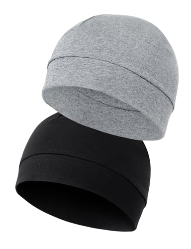 MELLIEX 2 Stück Fahrradmütze Unter Helm Baumwolle Laufmütze Multifunktionale Wintermütze Skull Cap Helmfutter für Herren Damen von MELLIEX