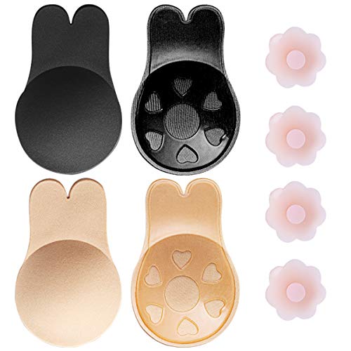 MELLIEX 2 Stück Klebe BH Push Up, Trägerloser Silikon Unsichtbarer BH Selbstklebend Rückenfreier Nipple Covers für Abendkleider, Brautkleider von MELLIEX