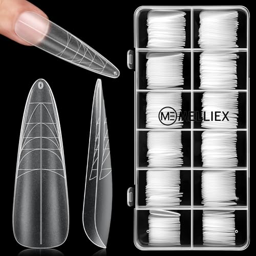 MELLIEX 288 Stück French Künstlich Nageltips Set Mandel Vollständige Abdeckung Falsche Acryl Nägel Tips Nagelverlängerung Nagelspitzen Fake Fingernägel Almond Zubehör für Frauen Nail Art DIY - 2 von MELLIEX