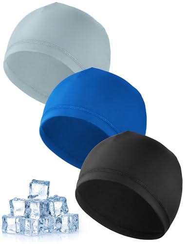 MELLIEX 3 Stück Cooling Fahrradmütze Unter Helm, Atmungsaktiver Eisseidenhut Sommer Sportmütze Multifunktionale Skull Cap für Herren Damen von MELLIEX
