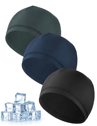 MELLIEX 3 Stück Cooling Fahrradmütze Unter Helm, Atmungsaktiver Eisseidenhut Sommer Sportmütze Multifunktionale Skull Cap für Herren Damen von MELLIEX