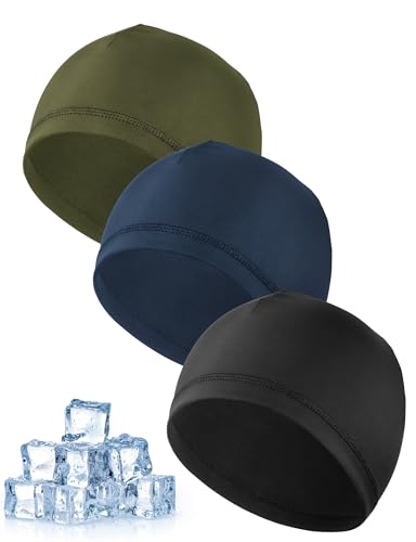MELLIEX 3 Stück Cooling Fahrradmütze Unter Helm, Atmungsaktiver Eisseidenhut Sommer Sportmütze Multifunktionale Skull Cap für Herren Damen von MELLIEX
