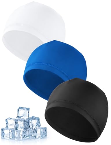 MELLIEX 3 Stück Cooling Fahrradmütze Unter Helm, Atmungsaktiver Eisseidenhut Sommer Sportmütze Multifunktionale Skull Cap für Herren Damen von MELLIEX