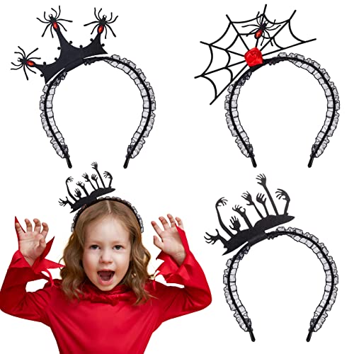 MELLIEX 3 Stück Halloween Haarreif Haarschmuck, Halloween Haarreifen Haarband Schwarz, Halloween Kopfschmuck Für Damen Herren Kind Halloween Karneval Maskerade von MELLIEX